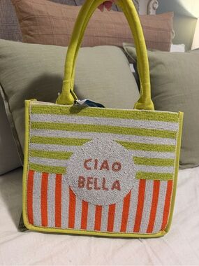 America and beyond , Ciao Bella Beaded bag - Lime, Coral & Ivory